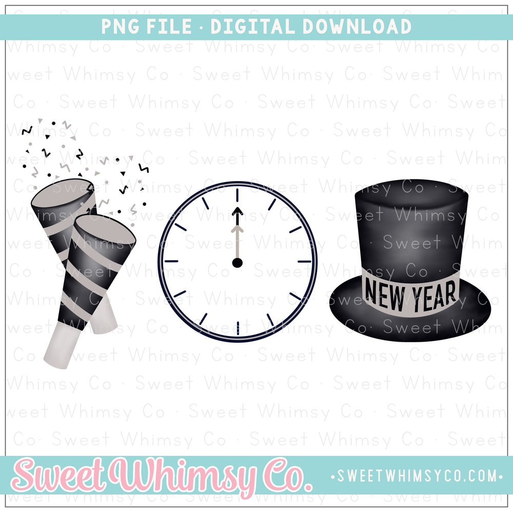 Poppers Clock Hat Silver PNG