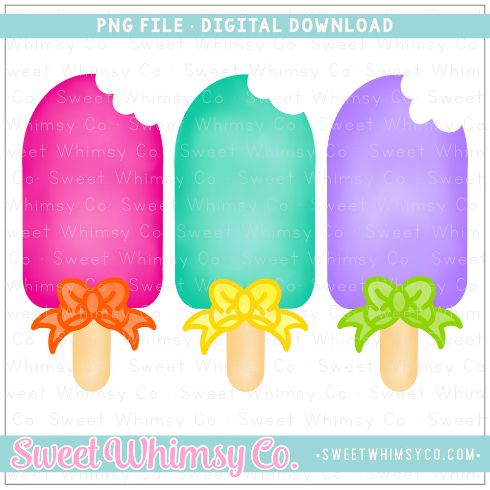 Popsicle Bites Trio With Bows PNG