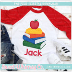 Primary Apple Book Stack PNG