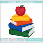 Primary Apple Book Stack PNG