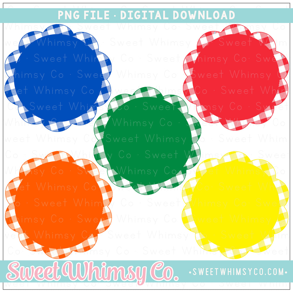 Primary Buffalo Check Solid Scallop Background Patches PNG