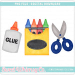Glue Crayons Scissors Primary PNG
