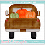 Fall Pumpkin Trio Pickup Truck PNG