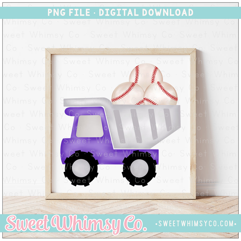 Purple Baseball Dump Truck PNG