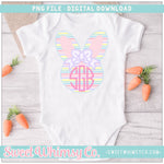 Lilac Bow Rainbow Stripe Bunny Face PNG