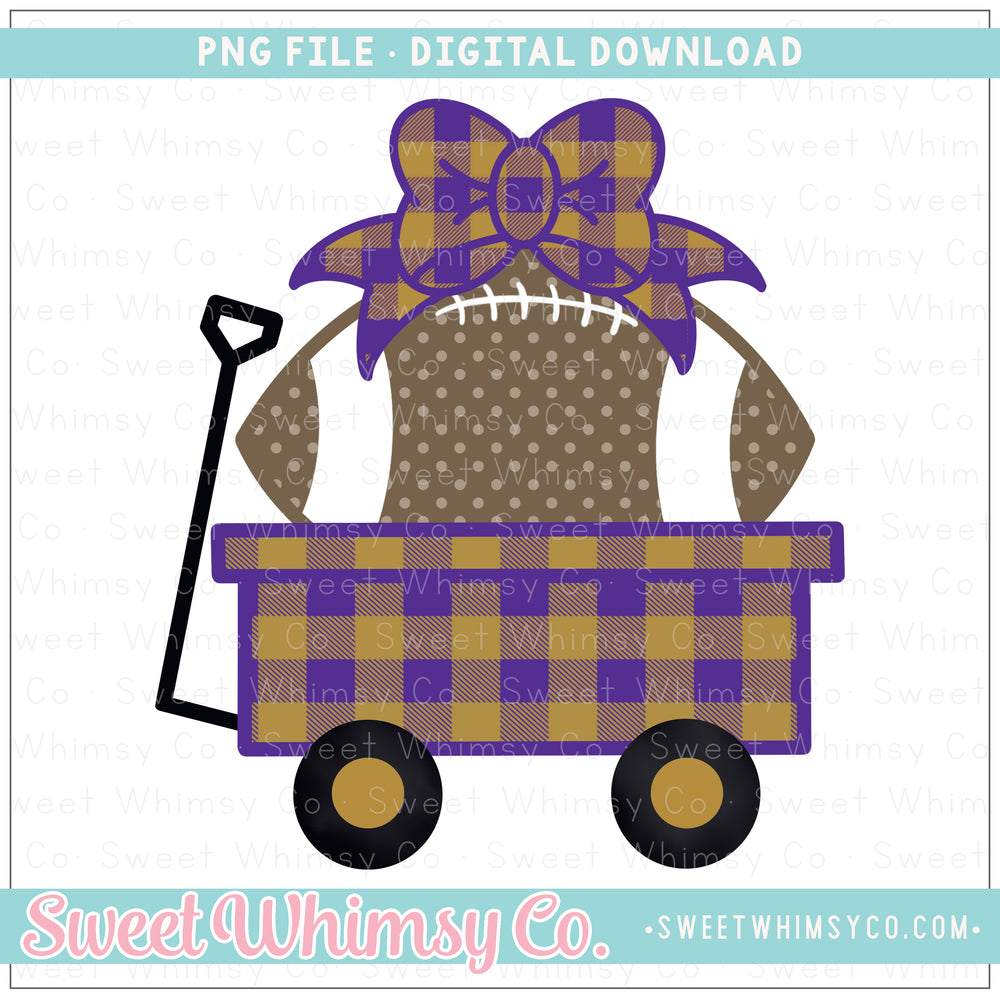 Purple & Gold Football Wagon With Bow PNG