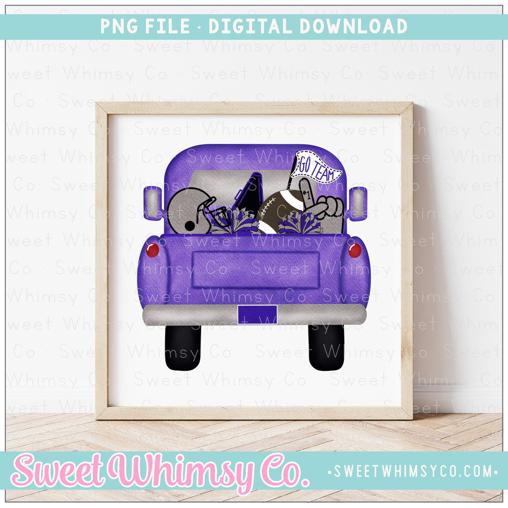Purple & Grey Football Pickup Truck PNG