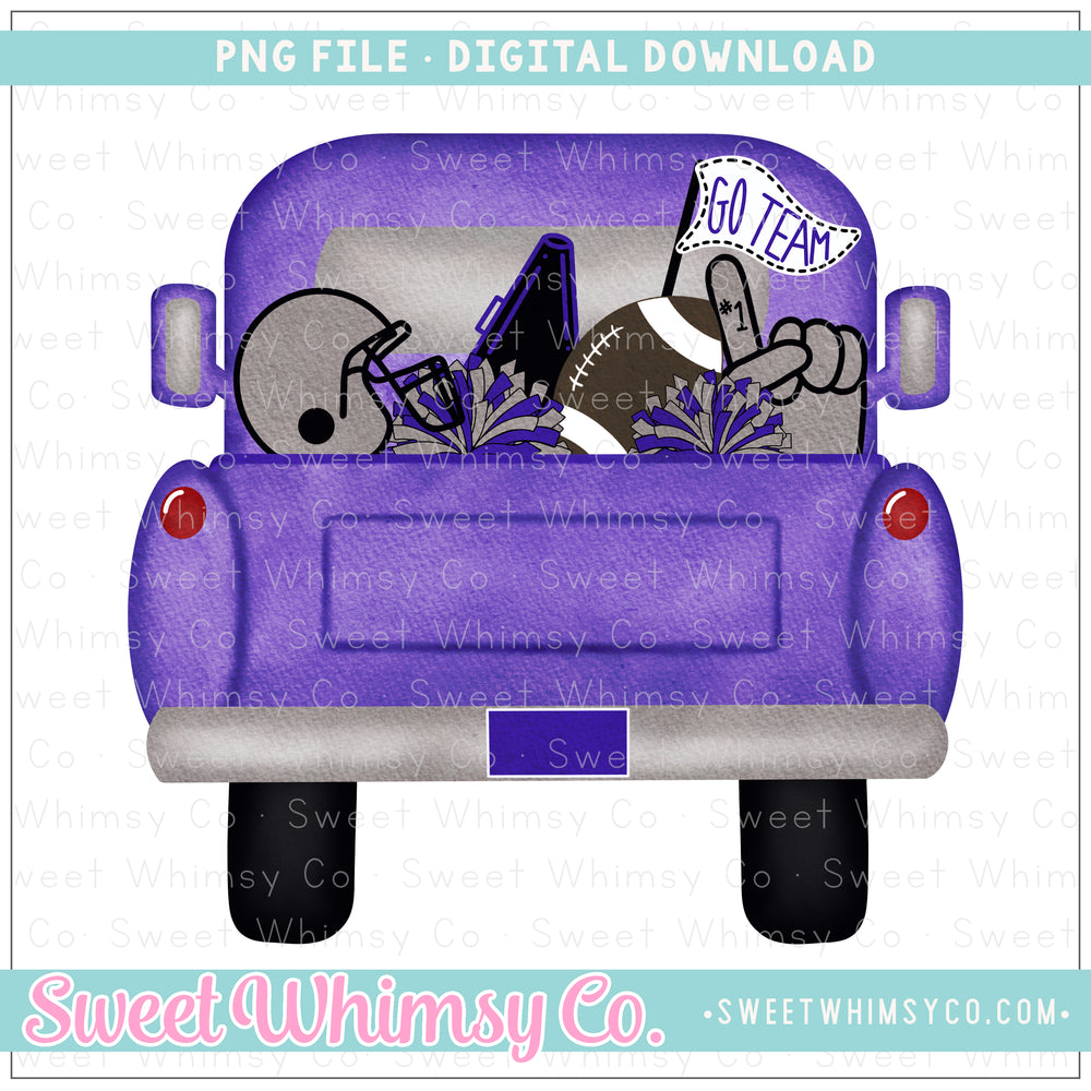 Purple & Grey Football Pickup Truck PNG