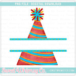 Red & Turquoise Split Party Hat PNG