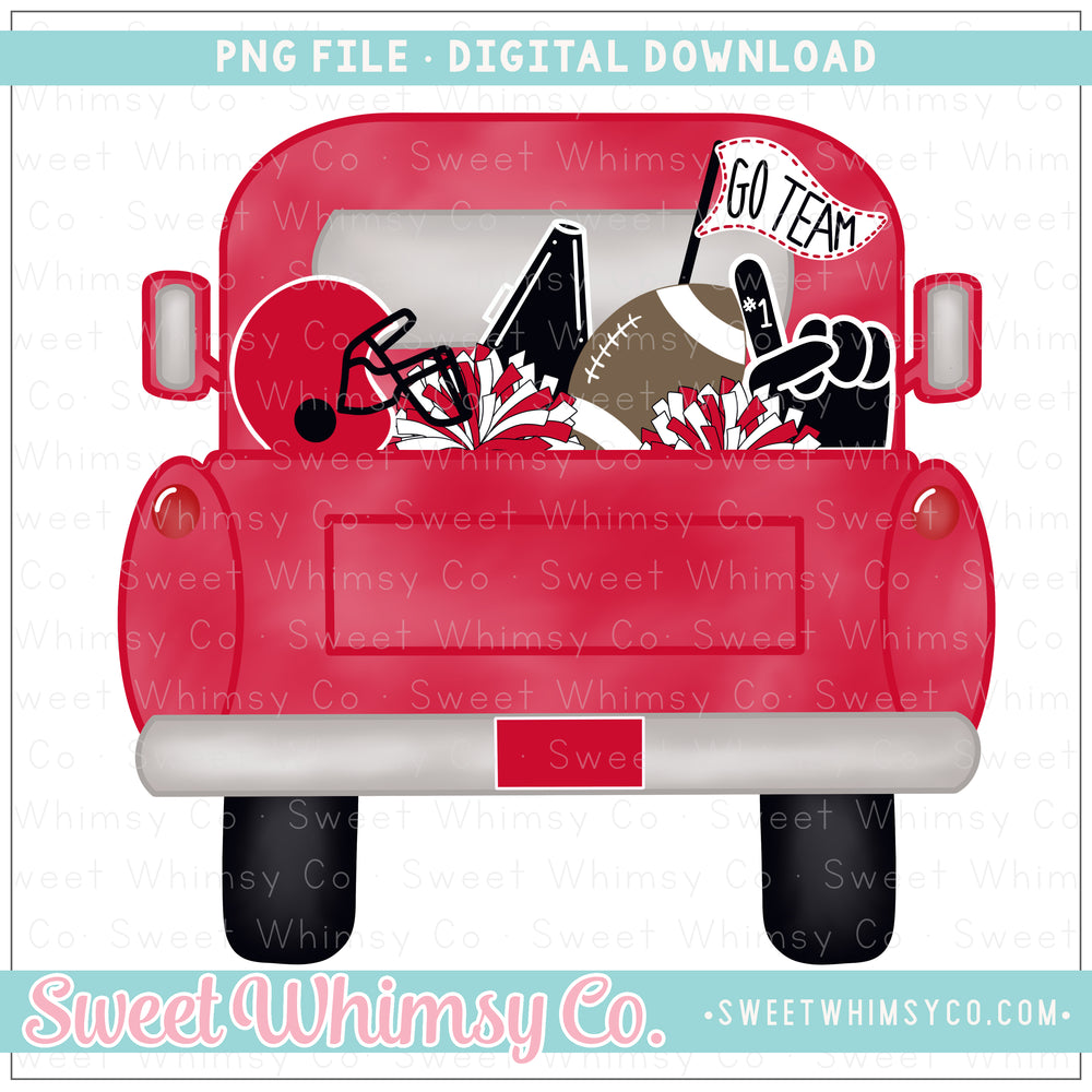 Red & Black Football Pickup Truck PNG