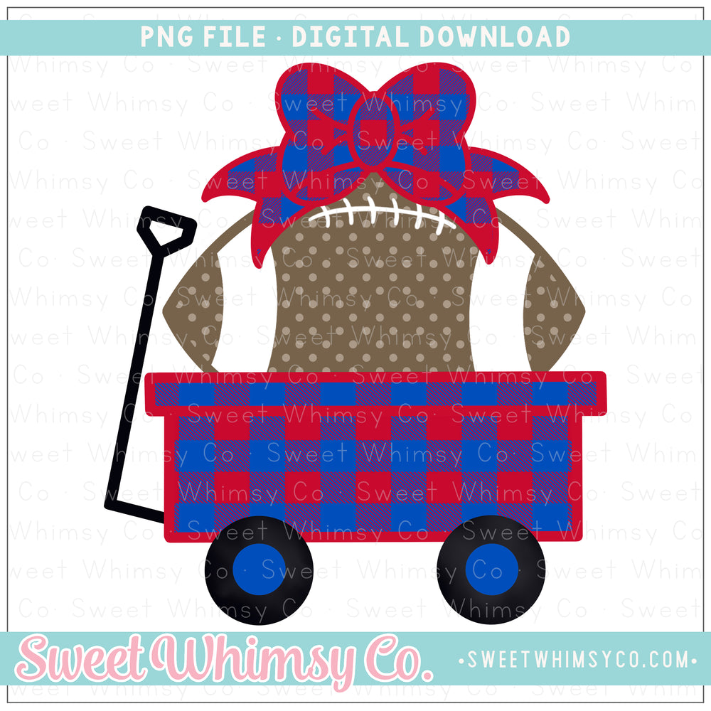 Red & Blue Football Wagon With Bow PNG