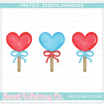 Red & Blue Heart Lollipops PNG