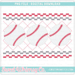 Baseball Red & Grey Faux Smocked PNG