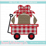 Crimson Red & Grey Football Wagon With Bow PNG