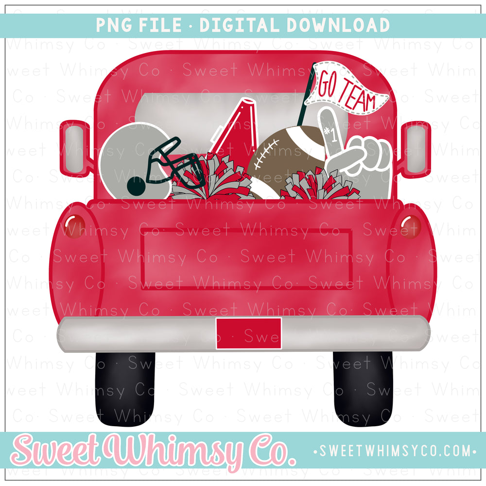 Red & Grey Football Pickup Truck PNG