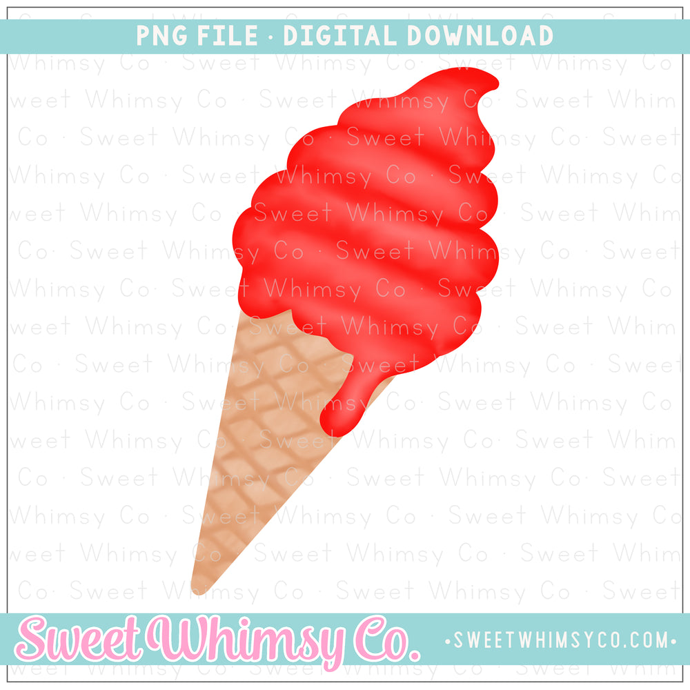 Red Ice Cream Cone PNG