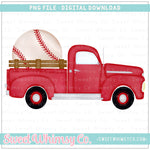 Red Baseball Vintage Truck PNG