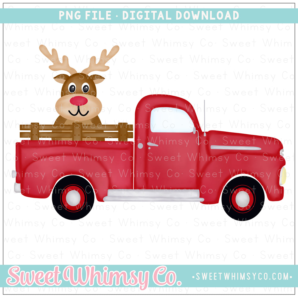 Reindeer Vintage Truck PNG