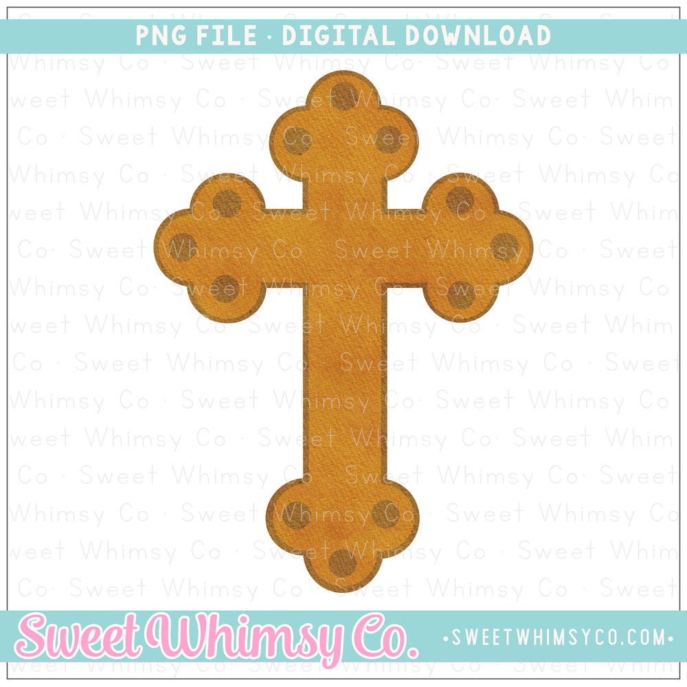 Gold Scallop Cross PNG