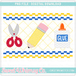 School Days Blue & Yellow Faux Smocked PNG