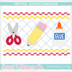 School Days Red & Yellow Faux Smocked PNG