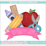 School Supplies Pink Fancy Ribbon PNG