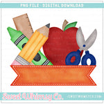 School Supplies Orange Ribbon PNG