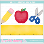School Supplies Trio With Ruler Name Plate PNG