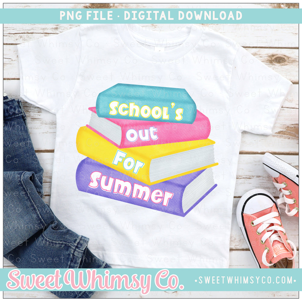 School's Out For Summer Pink Books PNG