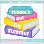 School's Out For Summer Pink Books PNG
