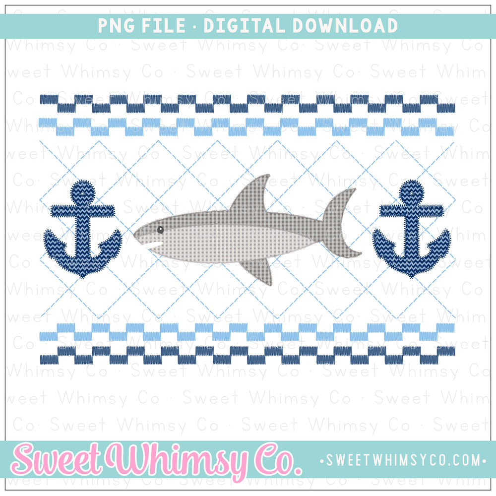 Shark Faux Smocked PNG