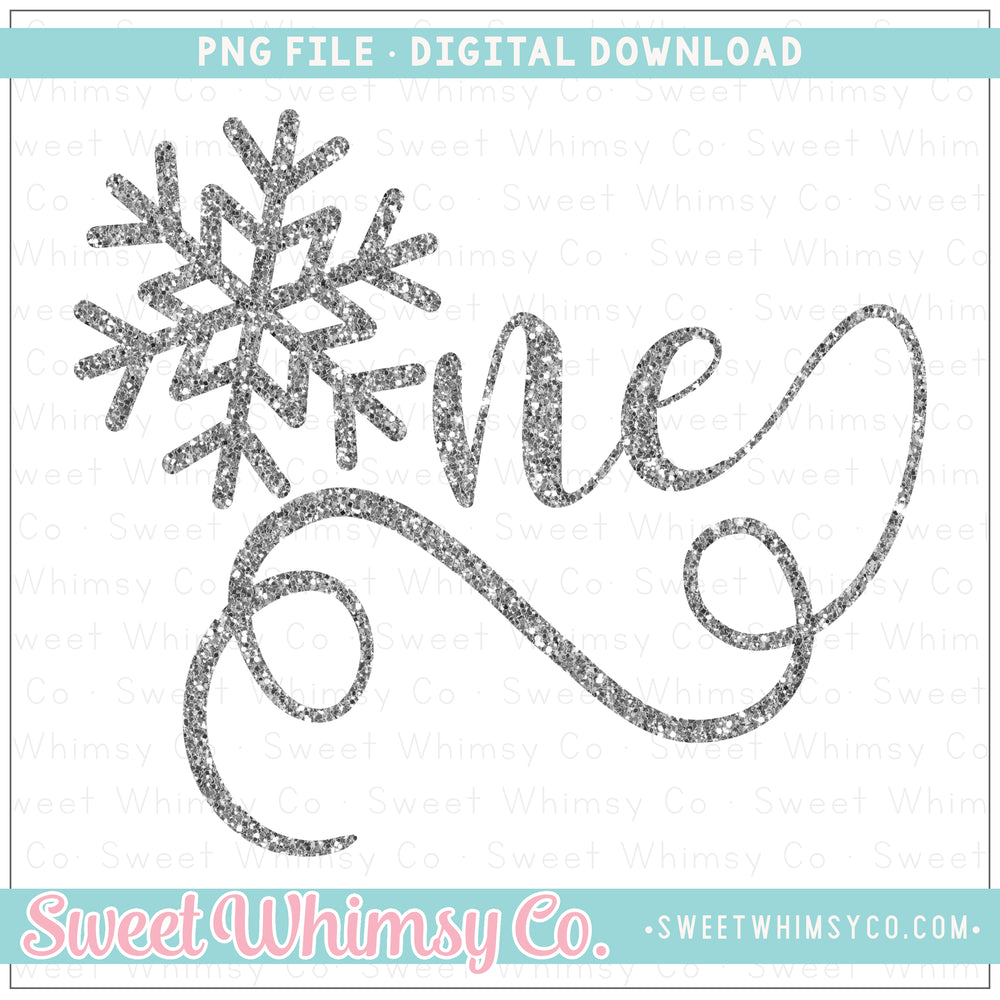 Snowflake One Silver Glitter PNG