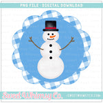 Snowman Scallop Frame Blue PNG