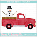 Snowman Vintage Truck PNG