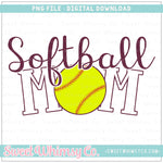 Maroon & White Softball Mom PNG