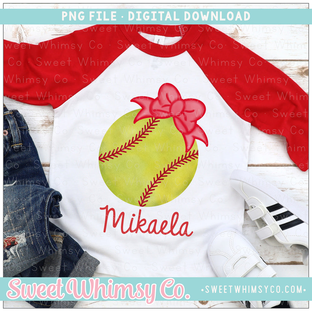 Softball Red Bow PNG
