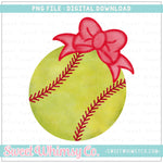 Softball Red Bow PNG