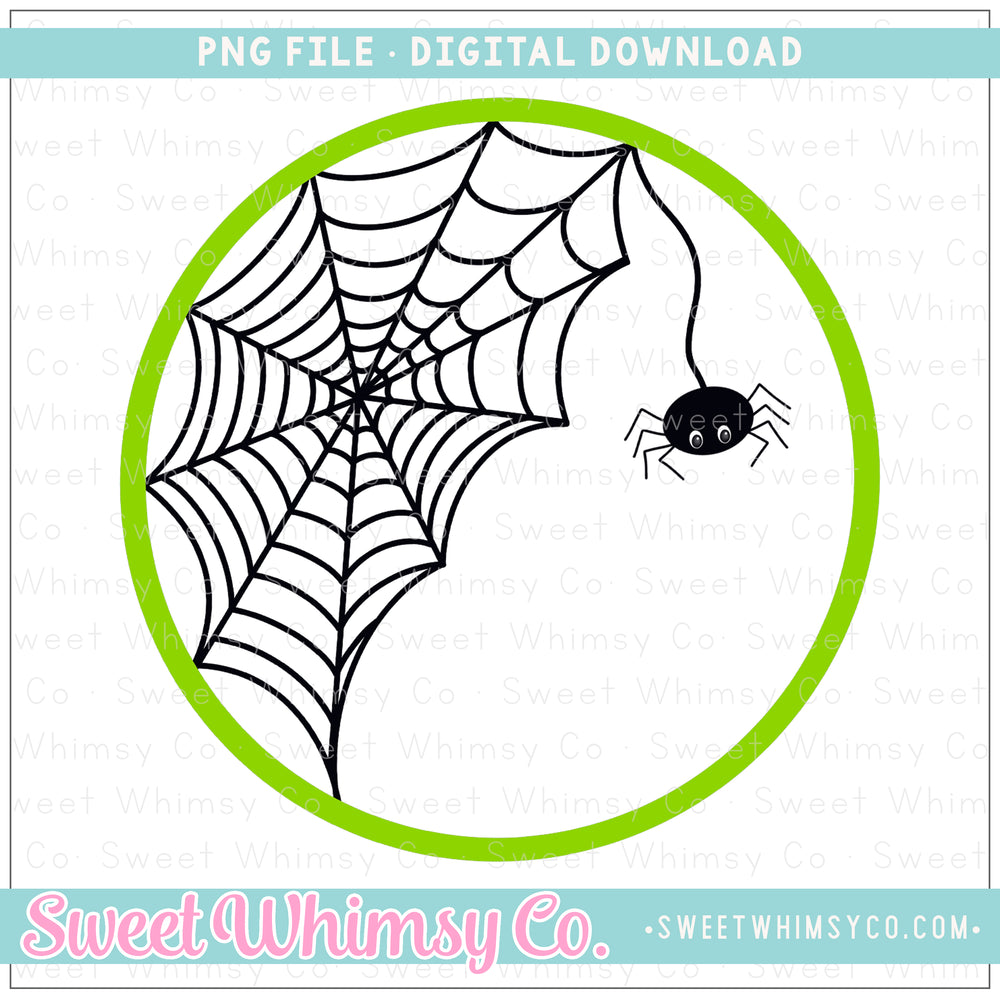 Spider Web Monogram Frame Lime Green PNG