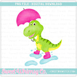 Splashing Dinosaur Pink PNG