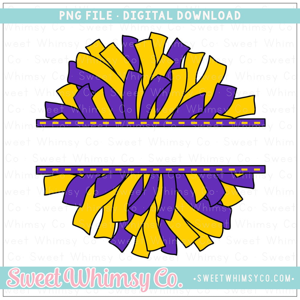 Purple & Yellow Split Pompom PNG