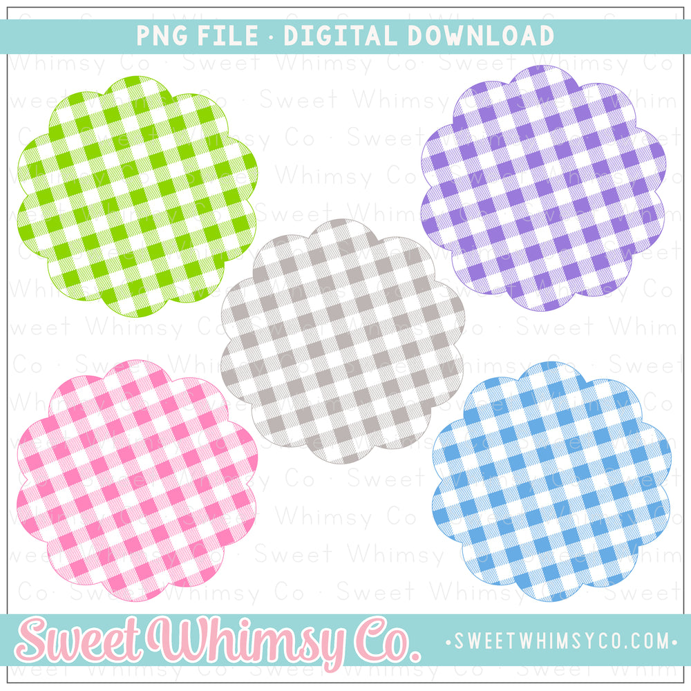Springtime Buffalo Check Scallop Background Patches PNG