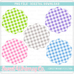 Springtime Buffalo Check Scallop Background Patches PNG