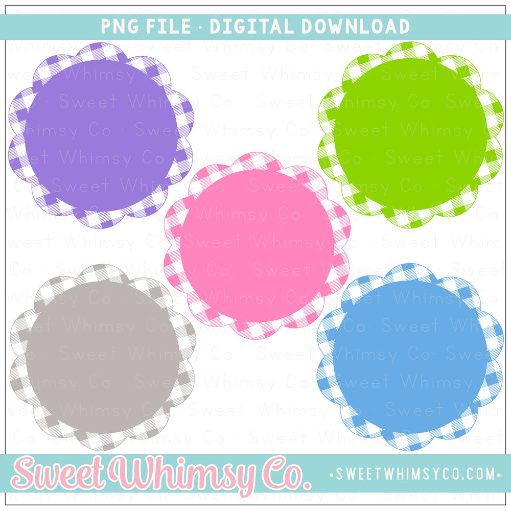 Springtime Buffalo Check Solid Scallop Background Patches PNG
