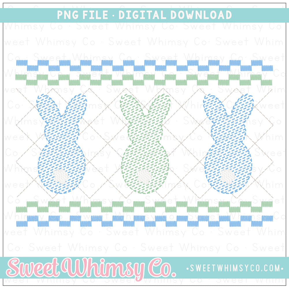 Blue & Mint Faux Smock Stitched PNG