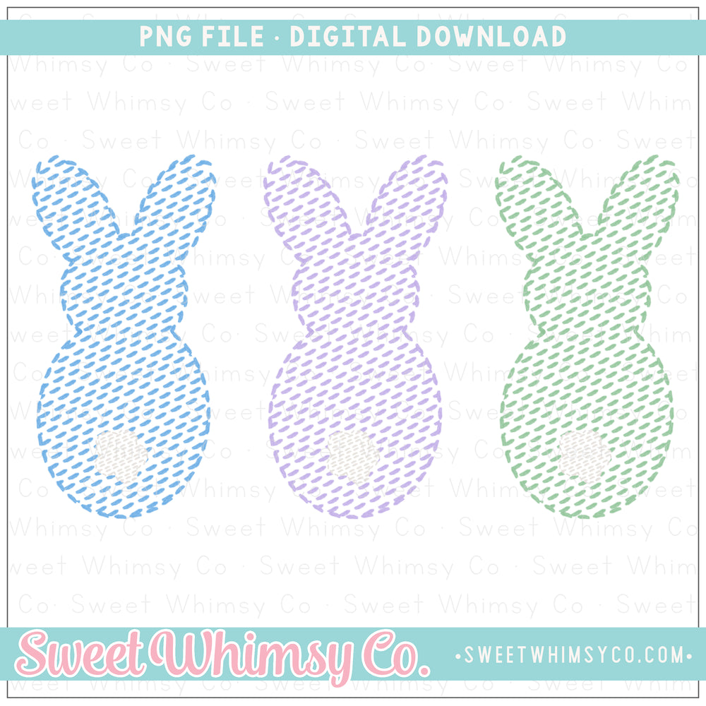 Bunny Trio Faux Stitched PNG