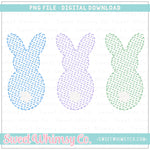 Bunny Trio Faux Stitched PNG