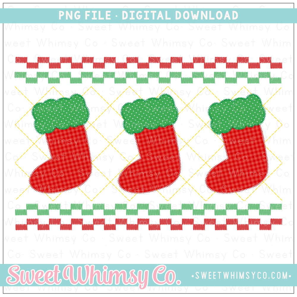 Christmas Stocking Faux Smock PNG