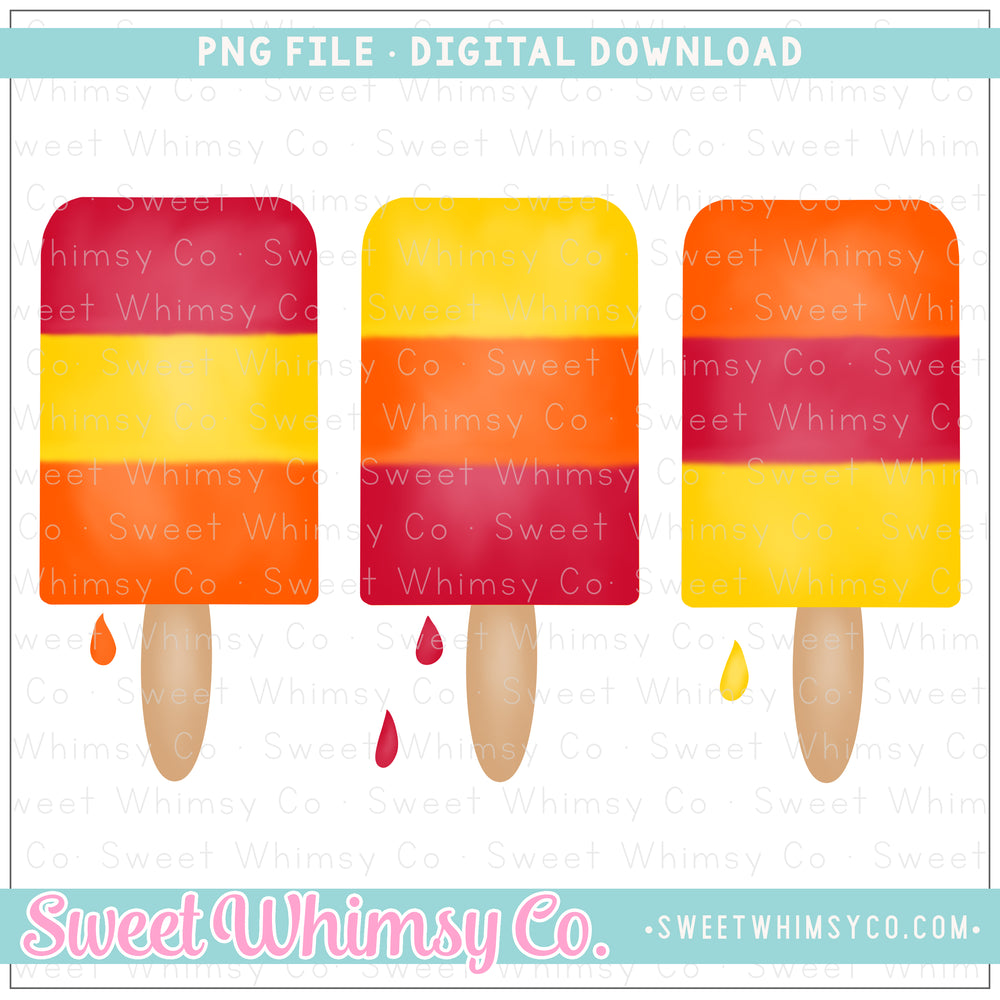 Summer Striped Red Popsicle Trio PNG