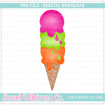 Summer Stacked Ice Cream Cone PNG