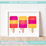 Summer Striped Pink Popsicle Trio PNG